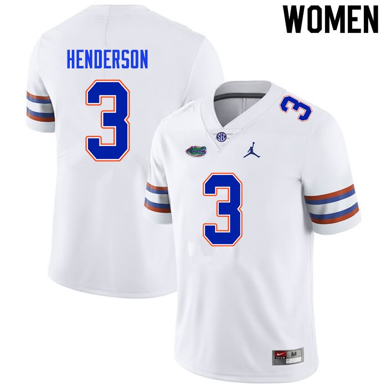 Women's NCAA Florida Gators Xzavier Henderson #3 Stitched Authentic Nike White College Football Jersey JOW3865MM